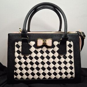 Betsey Johnson Faux Leather Checkered Over Shoulder Bag
